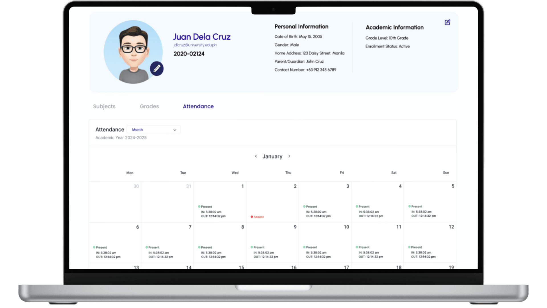 Student Profile preview